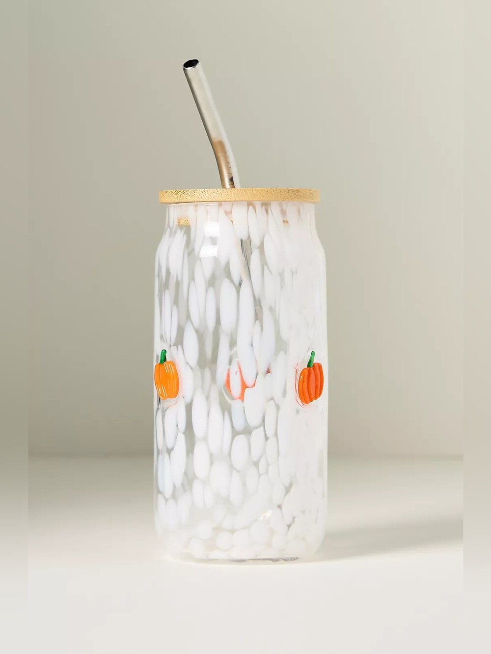 Anthropologie Mystic Confetti Icon Juice Glass Tumbler with Lid Pumpkin
